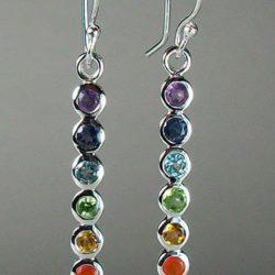 Basic Chakra Earrings - Sterling Silver Pendant with gemstones