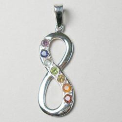 Chakra Infinity Pendant, Sterling Silver pendant with Chakra Gemstones