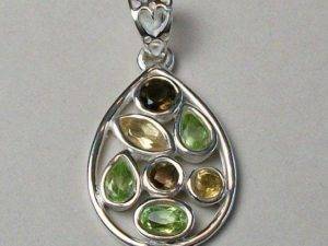 Nature's Medley Pendant, Sterling Silver and Gemstone Pendant