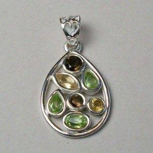 Nature's Medley Pendant, Sterling Silver and Gemstone Pendant