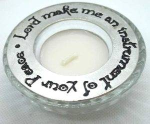 Peace Prayer Pewter Candle Ring