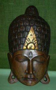 Hand Carved Wood Buddha mask