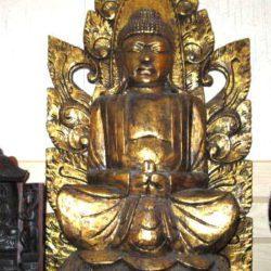 hand carved golden sitting buddha