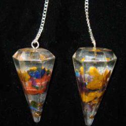 Resin Orgone pendulum with gemstones and copper.