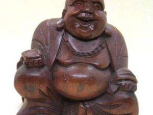 Carved Wood Happy Buddha
