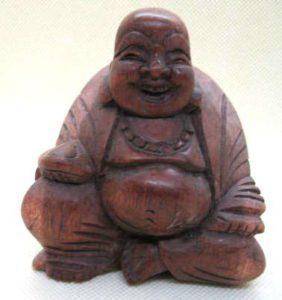 Carved wood Happy Buddha