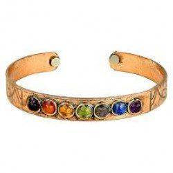 Copper Bracelet with Chakra Gemstones