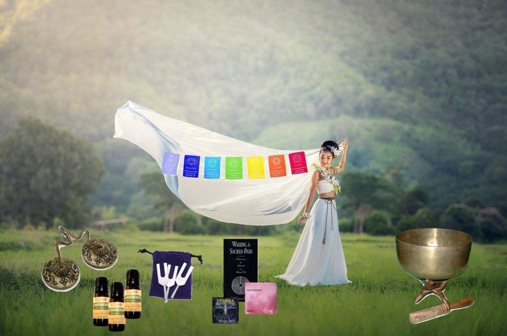 Mindful Air includes singing bowls, tuning forks, essential oils, prayer flags, books and CD's