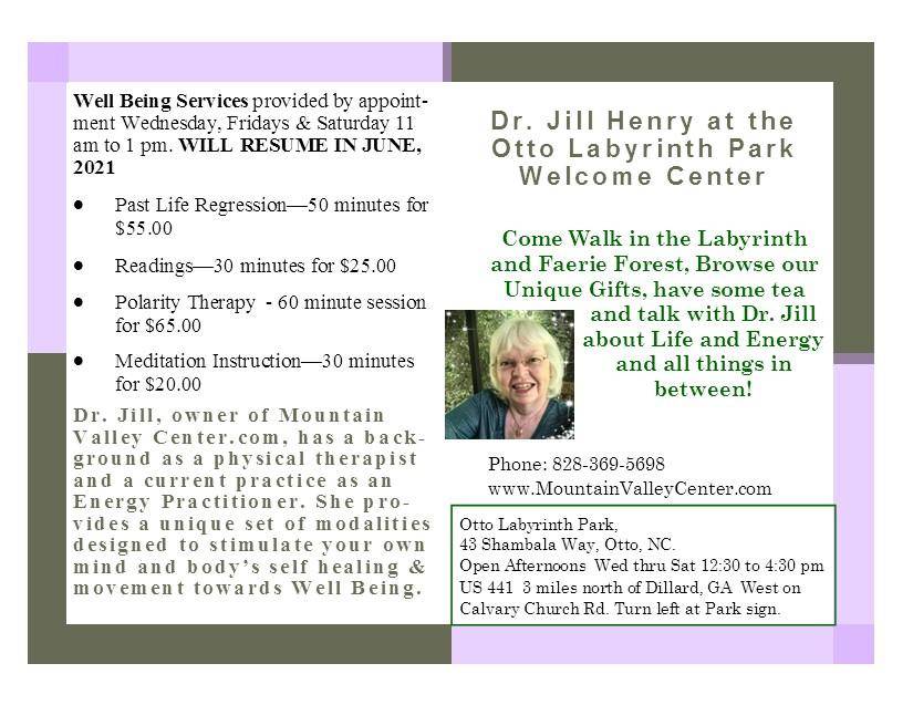 Well Being Sessions with Dr. Jill at Mountain Valley Center