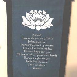 Mountain Valley Namaste Banner - cloth banner to hand on wall