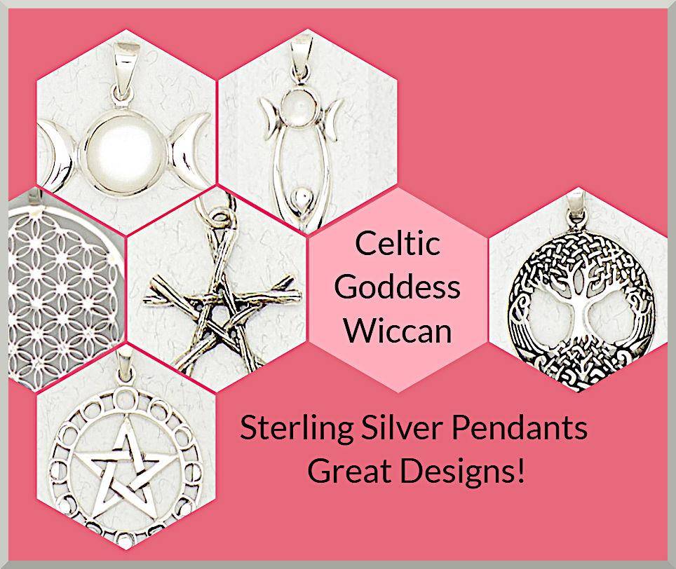 Goddess, Celtic, Wiccan Sterling Silver Pendants