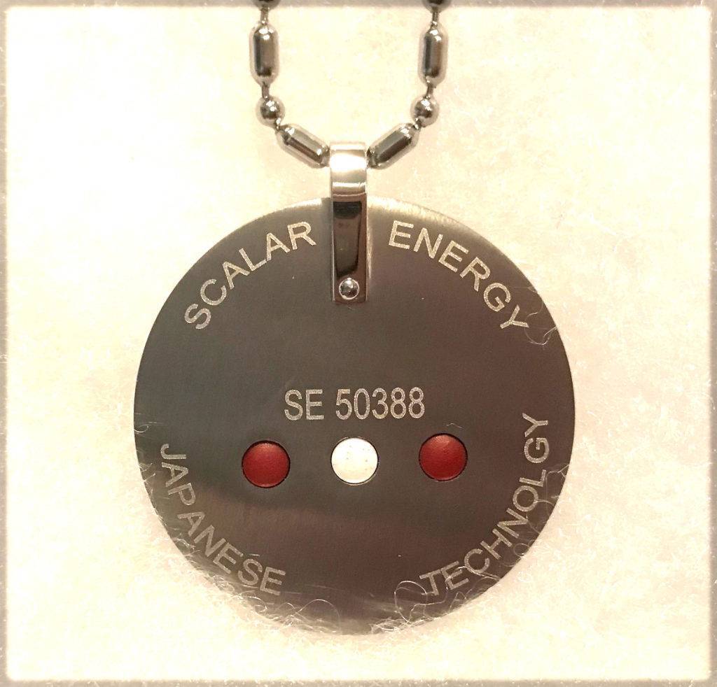 Stainless steel scalar energy wellness pendant back