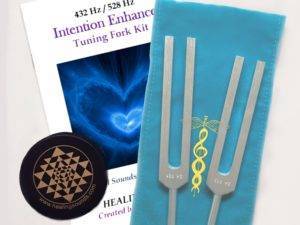 INtention enhancer tuning fork kit 432 hz and 528 hz tuning forks by johnathan goldman