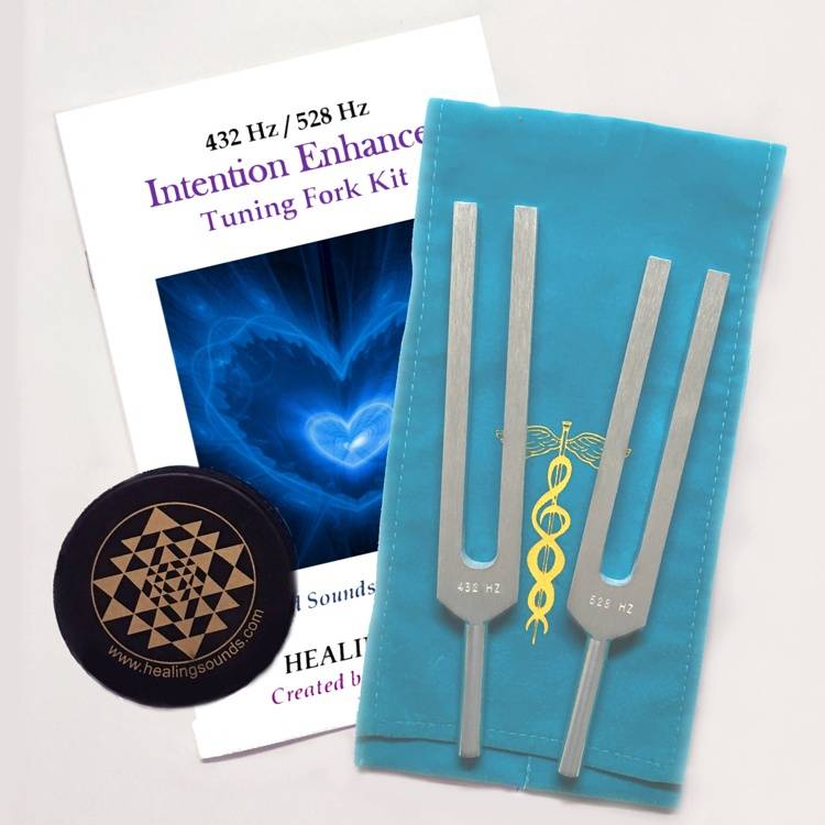 INtention enhancer tuning fork kit 432 hz and 528 hz tuning forks by johnathan goldman