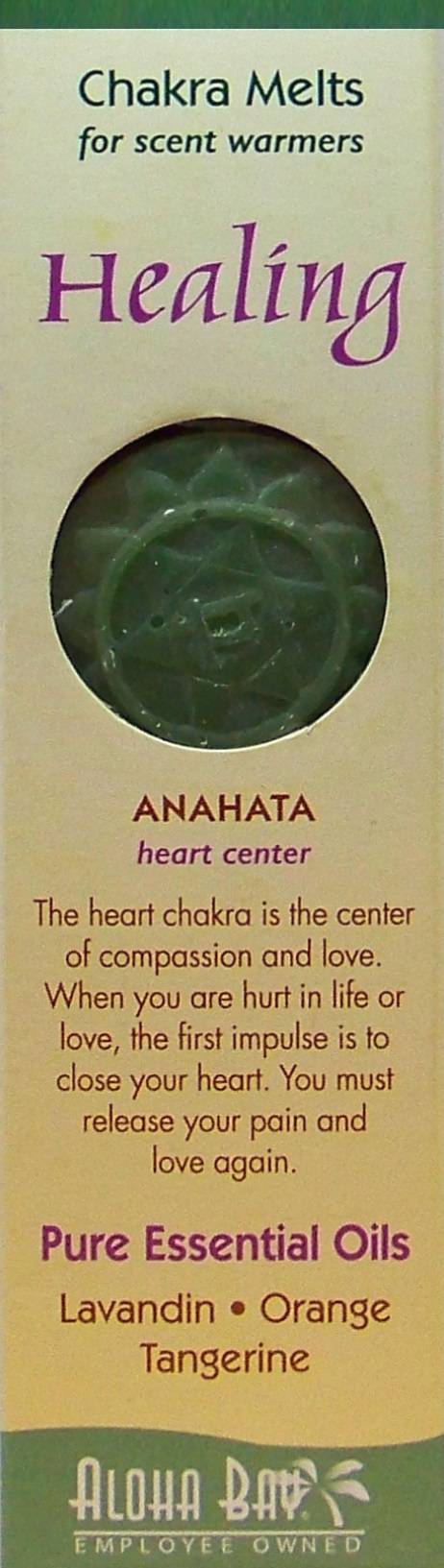healing heart chakra candle melt, green scented candle from aloha bay