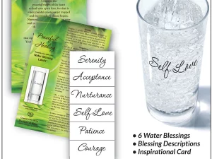 Peaceful Healing Water Blessing static cling label for Serentiy, Acceptance, Nurturance, Self Love, Patience, Courage.